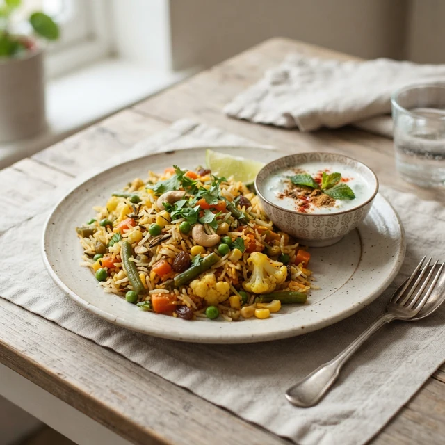 Vegetable Pulao + Raita