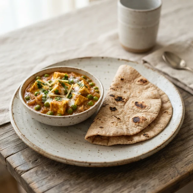 Matar Paneer + Roti (2 pieces)