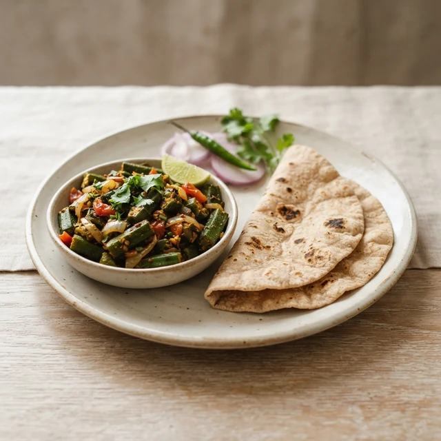Bhindi Sabzi + Roti (2 pieces)