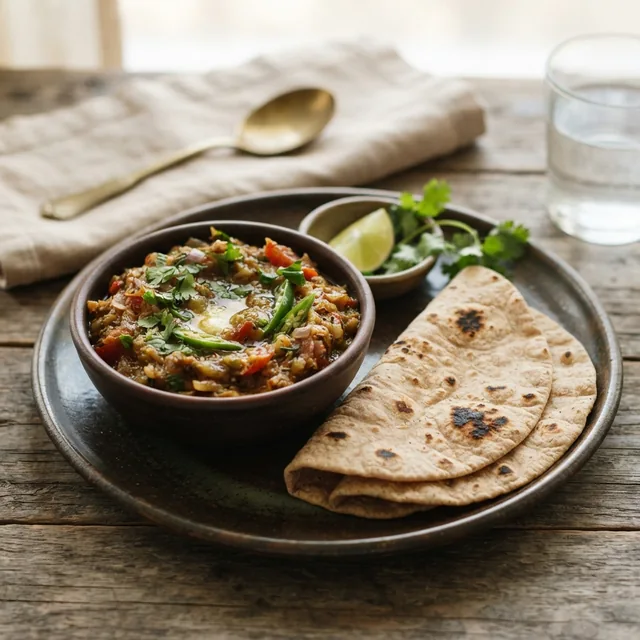 Baingan Bharta + Roti (2 pieces)
