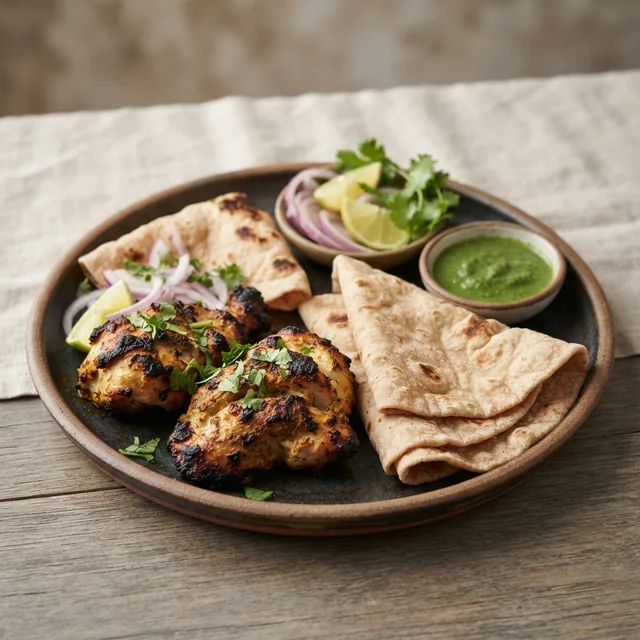 Chicken Tikka + Roti (2 pieces)