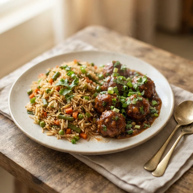 Veg Manchurian + Fried Rice (1 plate)