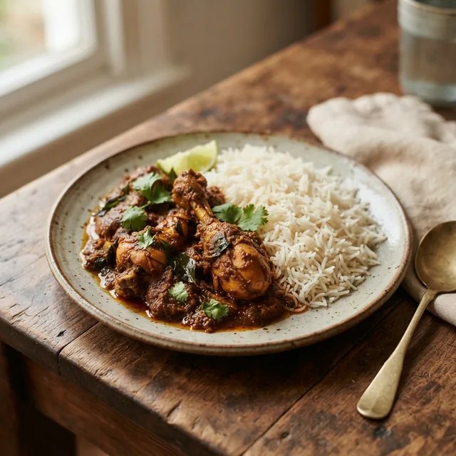 Chicken Chettinad + Rice (1 plate)