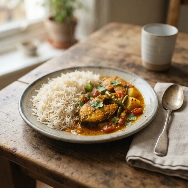 Bengali Fish Curry + Rice (1 plate)