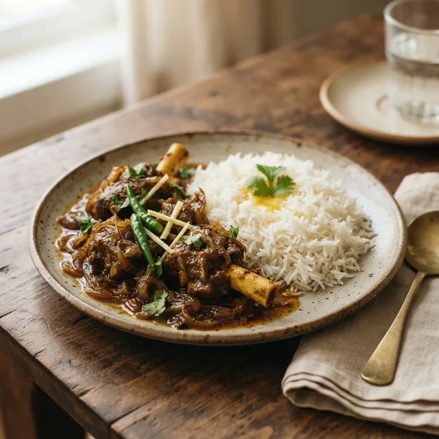 Kosha Mangsho + Rice (1 plate)