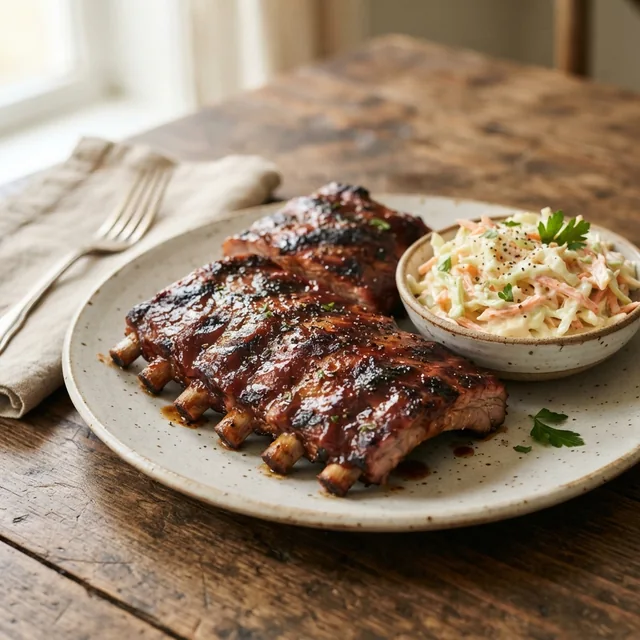 BBQ Ribs (half rack) + Coleslaw