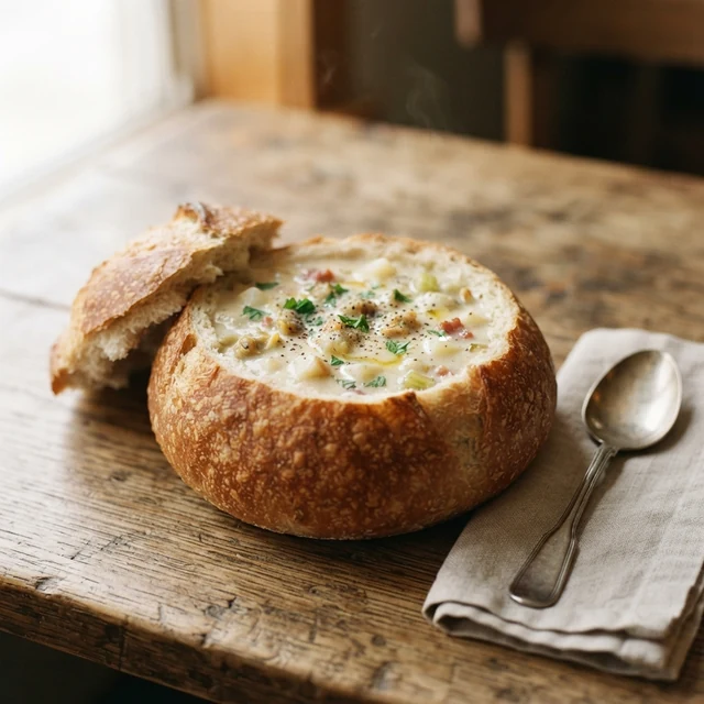 Bread Bowl Clam Chowder (1)