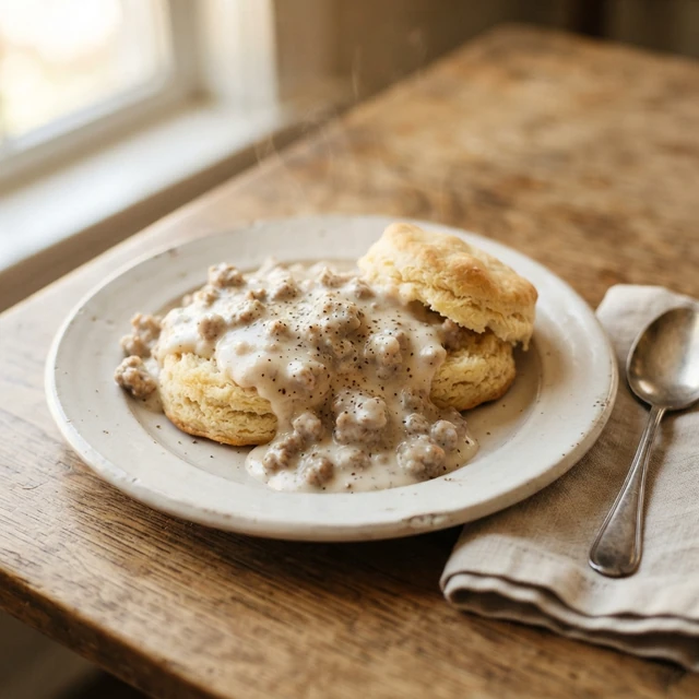 Biscuits and Gravy (2 biscuits)