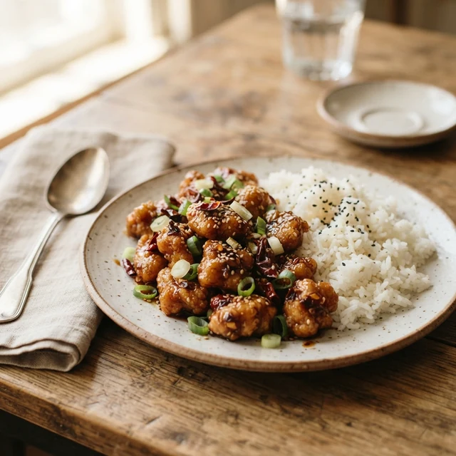 General Tso Chicken + Rice (1 plate)