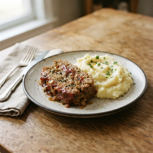Meatloaf with Mashed Potatoes (1 plate)