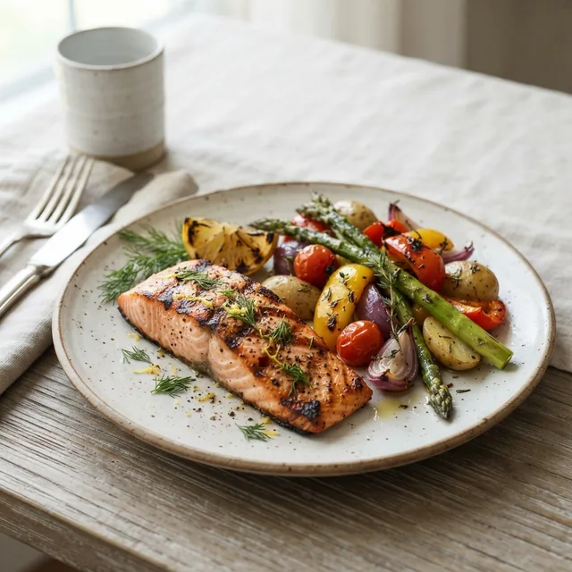Grilled Salmon + Vegetables