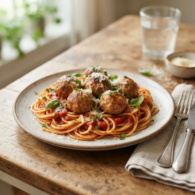 Turkey Meatballs with Pasta (1 plate)