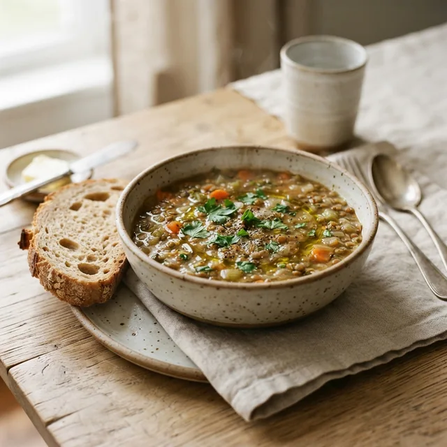 Lentil Soup with Bread (1 bowl)
