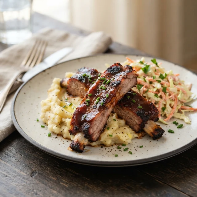 BBQ pork ribs (3 ribs)
